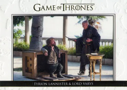 Trading card featuring Game of Thrones characters in conversation from Relationships DL21 Gold