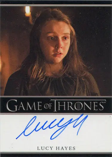 Autographed Game of Thrones trading card of Lucy Hayes as Lady Kitty Frey