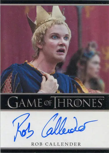 Autographed Game of Thrones trading card featuring Rob Callender as Clarenzo