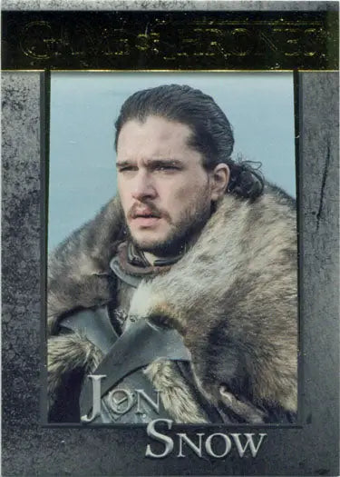 Serious man with long dark hair in fur clothing on Game of Thrones chase card