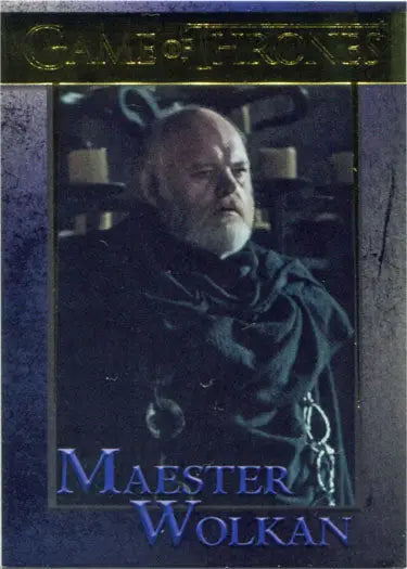 Elderly man with white beard in dark clothing on Game of Thrones chase card