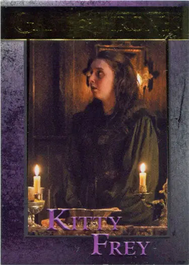 Woman in medieval clothing illuminated by candlelight on Game of Thrones chase card