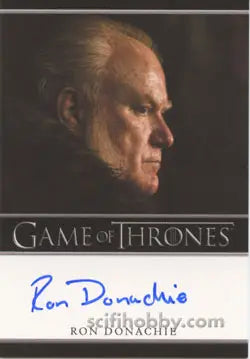 Profile portrait of Ron Donachie as Ser Rodrik Cassel on an autograph card