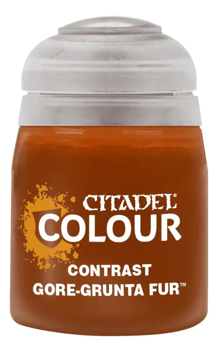 Citadel Contrast Gore-grunta Fur paint pot for Warhammer miniatures display