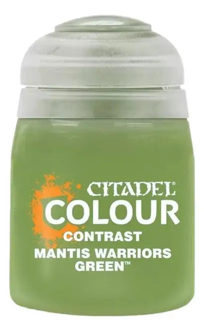 Pot of Citadel Contrast Mantis Warriors Green paint for Warhammer models