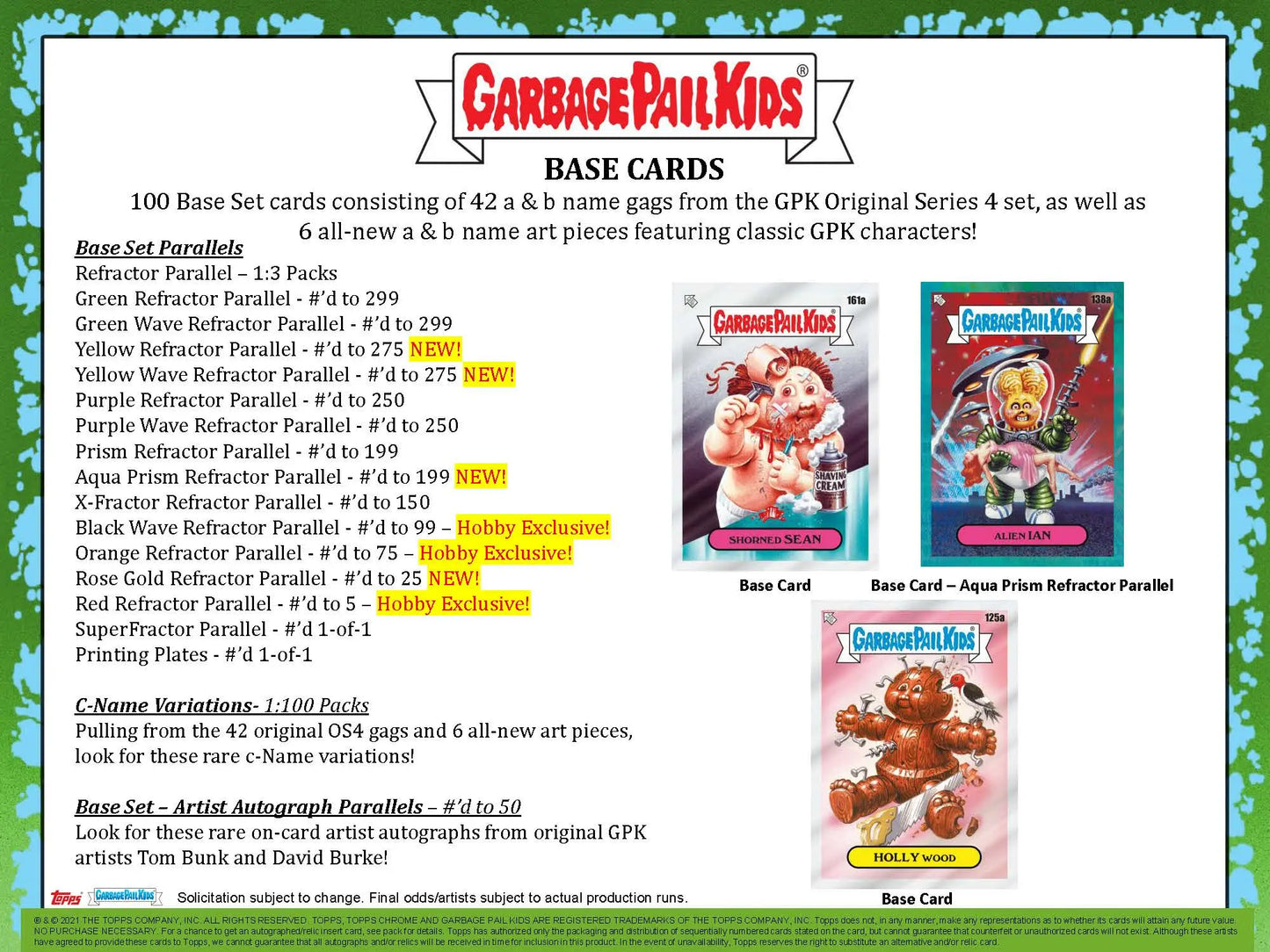 Garbage Pail Kids GPK Original Series 4 Chrome Factory Sealed Hobby Box promotional flyer