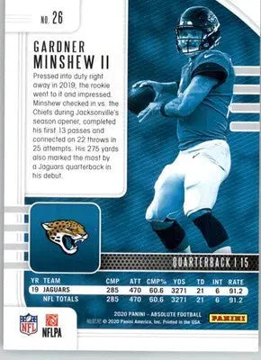 Gardner Minshew II - 2020 Panini Absolute - #26 - Retail Football - Football Card Single