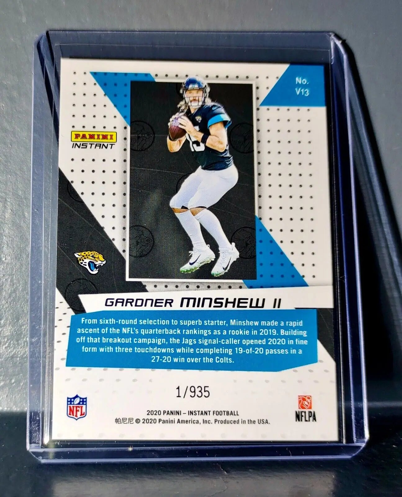 Gardner Minshew II 2020 Panini NFL Instant Vortex #13 Football Card 1/935 - Football Card Single