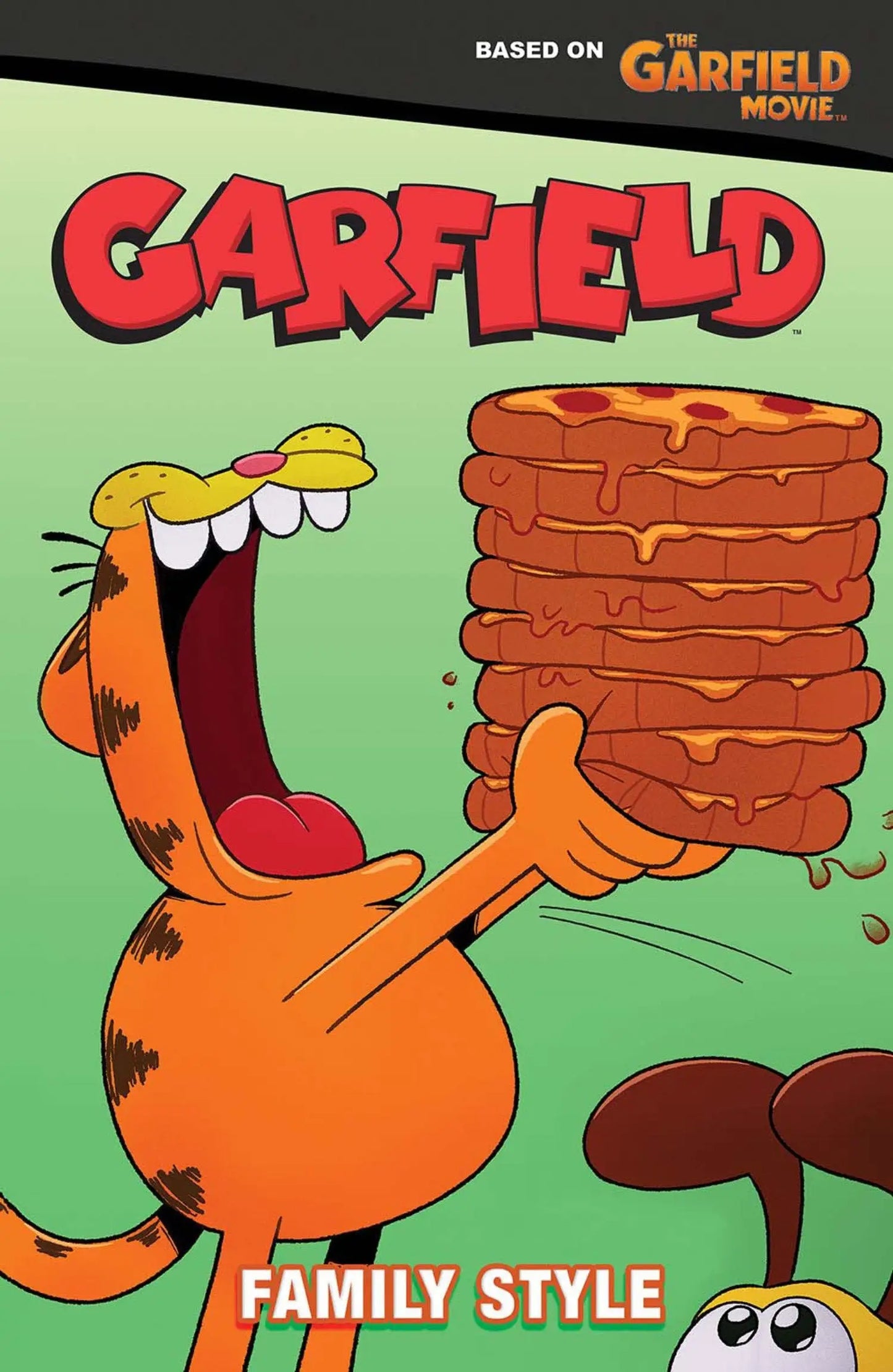 Cartoon Garfield with a stack of pizza slices from Garfield Family Style toy series
