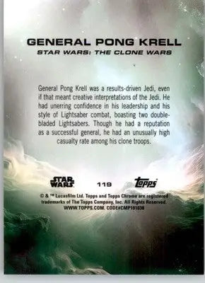 General Pong Krell - 2025 Topps Chrome Star Wars Sapphire - #119 - Non_sport - Star Wars Card Single