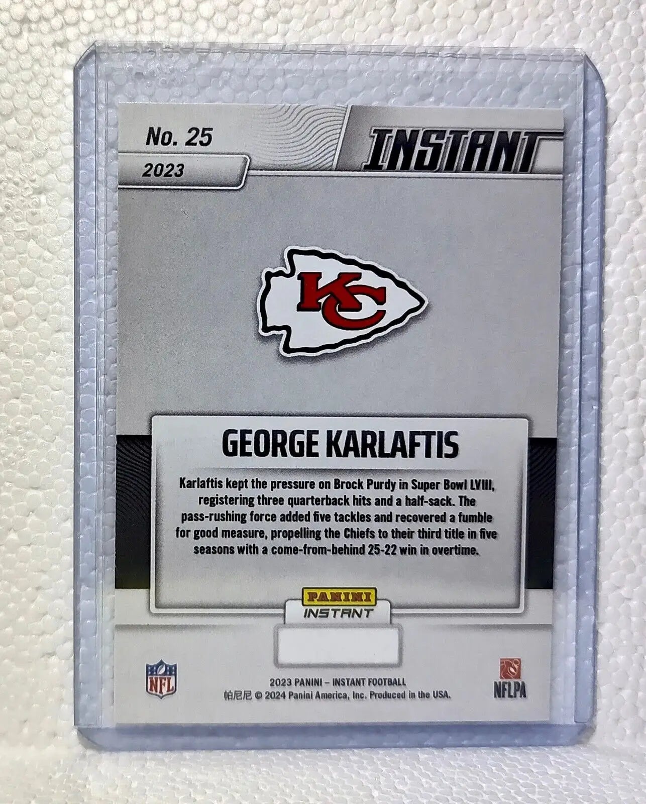 George Karlaftis 2023 Panini NFL Superbowl Champions #25 Card Kansas City Chiefs - Football Card Single