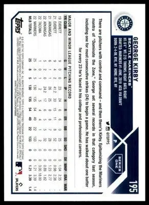 George Kirby 2023 Topps #195 Seattle Mariners - Baseball Card Single