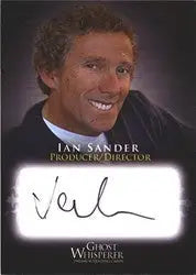 Autograph card featuring Ian Sander in a dark suit from Ghost Whisperer trading cards