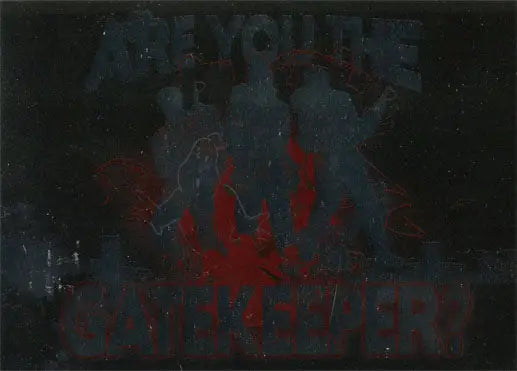 Dark abstract painting with red and blue shapes for Ghostbusters Quotes Q8 Foil Parallel Chase Card