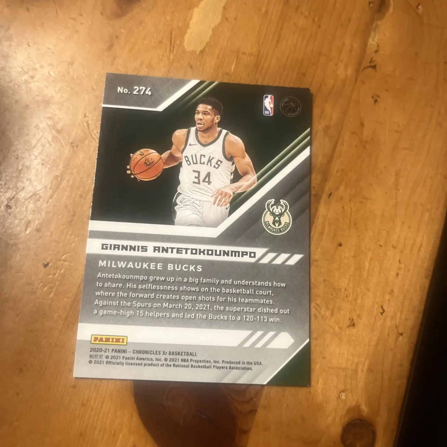 Giannis Antetokounmpo 2020-21 Panini Chronicles XR #274 Bucks - Basketball Card Single