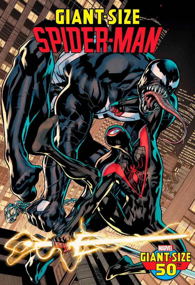 Venom battles Spider-Man in Giant-Size Spider-Man #1 artwork for trading cards