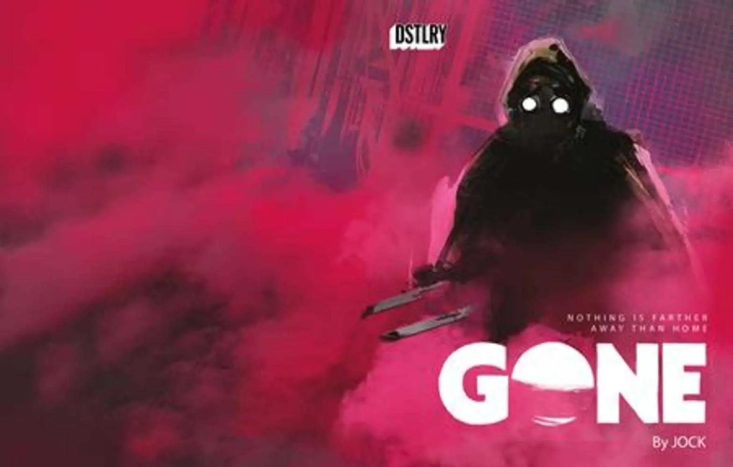 Dark silhouetted figure with glowing eyes on Gone #3 Cover A Jock trading card design