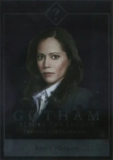 Portrait of a woman in a dark jacket on Gotham Season 1 Character Bios Foil Parallel Chase Card