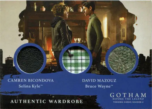 Promotional card for Gotham Season 2 featuring Selina Kyle and Bruce Wayne images