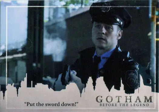 Police officer in uniform with cap on Gotham Season 2 Penguin Deco Foil Stamp variant card