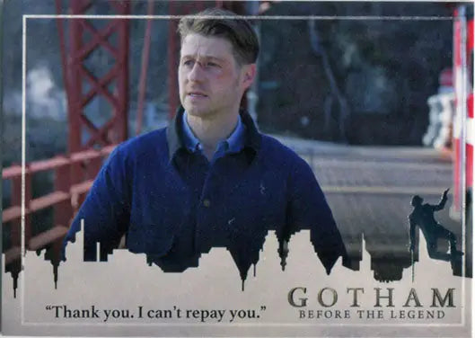 Gotham Season 2 Penguin Deco Foil Stamp Variant Base 53 Chase Card featuring skyline silhouette