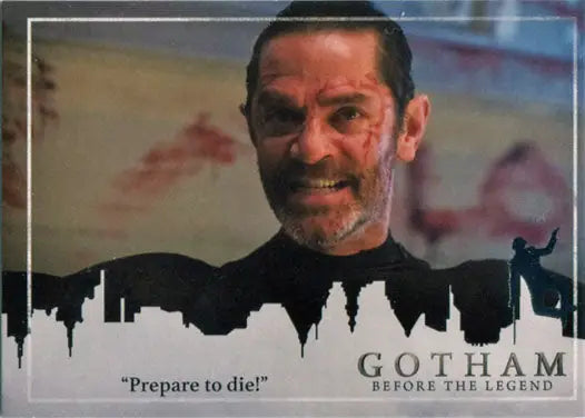 Smiling man with goatee and scars on Gotham Season 2 Penguin Deco Foil Stamp Variant Card