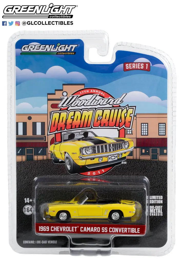 Yellow 1969 Chevrolet Camaro SS Convertible die-cast model from Dream Cruise Series