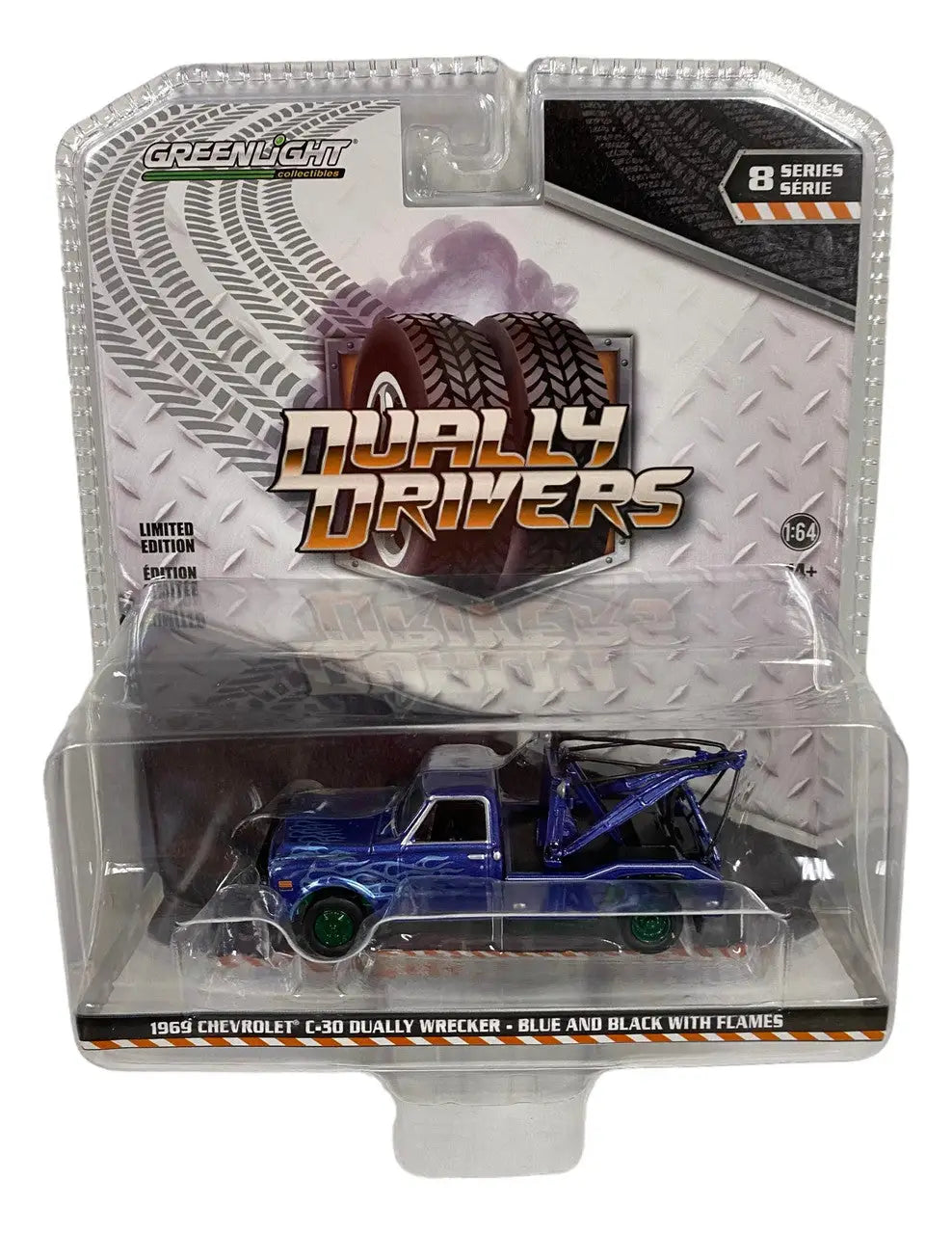 Packaged die-cast model of a Chevrolet C-30 Wrecker blue tow truck for Dually Driver
