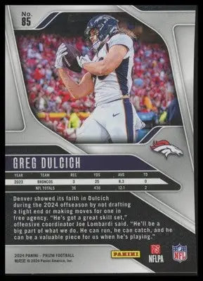 Greg Dulcich 2024 Panini Prizm #85 Denver Broncos