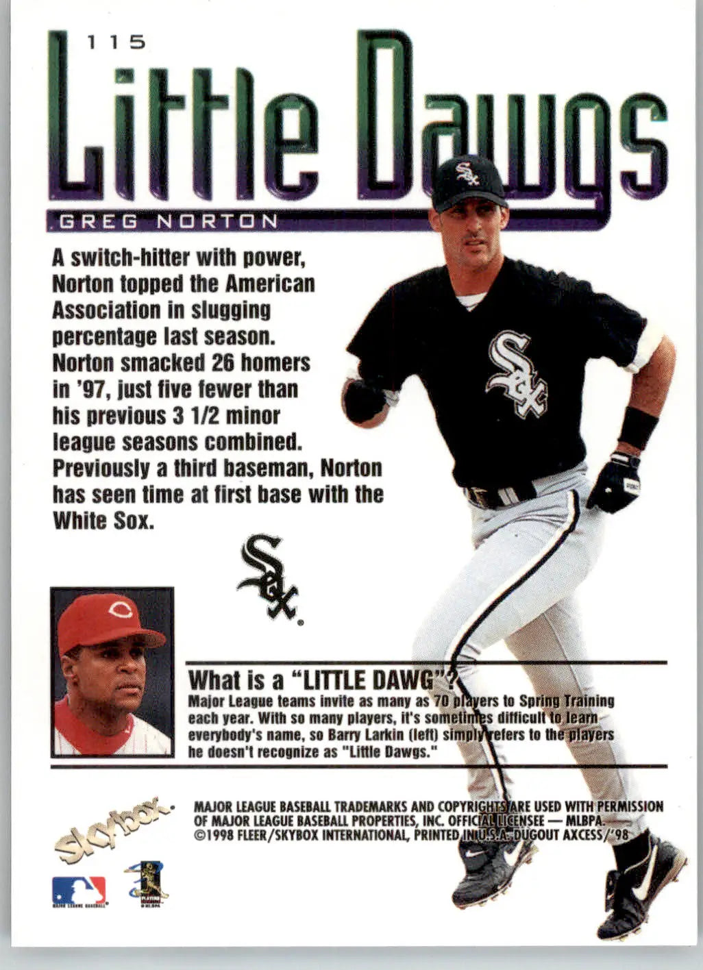 Greg Norton - 1998 SkyBox Dugout Axcess - #115 - Baseball - Baseball Card Single