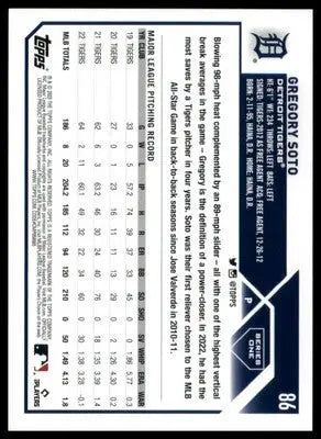 Gregory Soto 2023 Topps #86 Detroit Tigers - Baseball Card Single