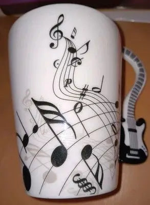 Guitar Handle Coffee Mug 8 oz Music Notes Ceramic Cup Musician Guitarist Gift - Other