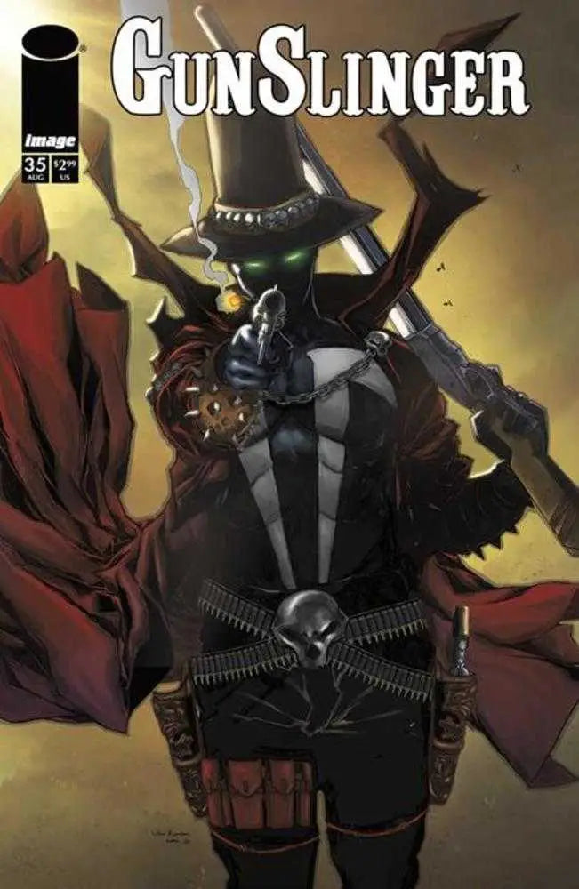 Dark-clad Gunslinger Spawn figure by Von Randal with crossed ammunition belts