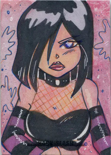 Stylized illustration of a woman in gothic fashion from Hack Slash Cute by Mary Bellamy