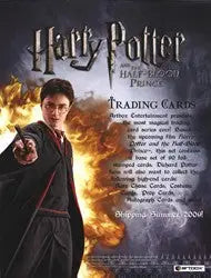 Trading card packaging featuring a young wizard from Harry Potter sell sheet