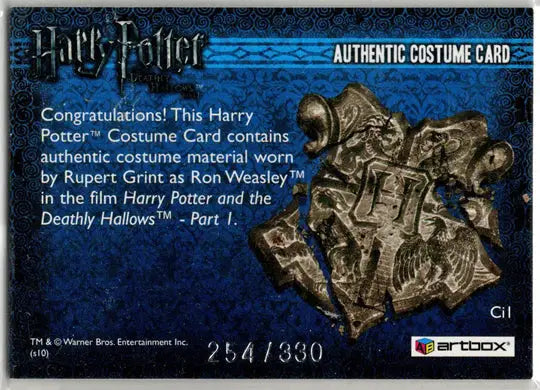 Harry Potter Deathly Hallows Part 1 Costume Card Ci1 Rupert Grint 254/330 - Entertainment Memorabilia
