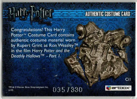 Harry Potter Deathly Hallows Part 1 Costume Card Ci1 Rupert Grint 035/330 - Entertainment Memorabilia