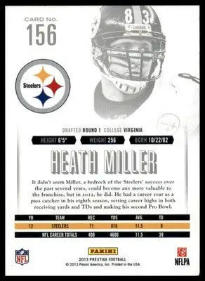 Heath Miller 2013 Panini Prestige #156 Pittsburgh Steelers