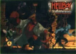 Lenticular promo card of Hellboy with red skin and horns from Animated Sword of Storms