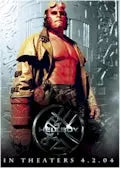 Red-skinned humanoid in trench coat with weapon on Hellboy Movie P1 promo card