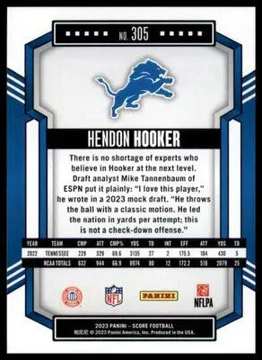 Hendon Hooker Rookie 2023 Score #305 Detroit Lions - Football Card Single