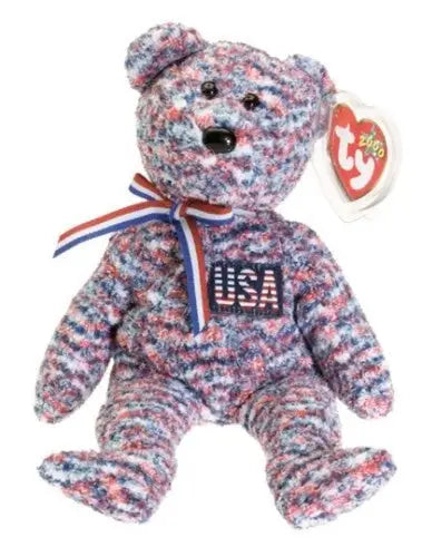 Hero The Bear Retired Ty Beanie Babies - USA Bear Red White Blue - Action Figure & Toy