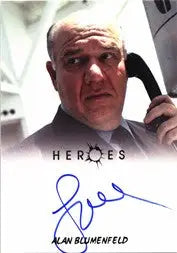 Autographed trading card of Alan Blumenfeld as Maury Parkman in close-up portrait