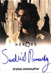 Autographed photo card of Sendhil Ramamurthy as Mohinder Suresh in Heroes Archives