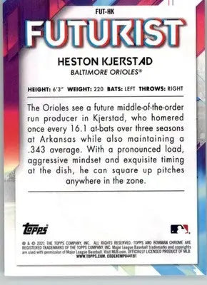 Heston Kjerstad - 2021 Bowman - #FUT-HK - Chrome Futurist Baseball - Baseball Card Single