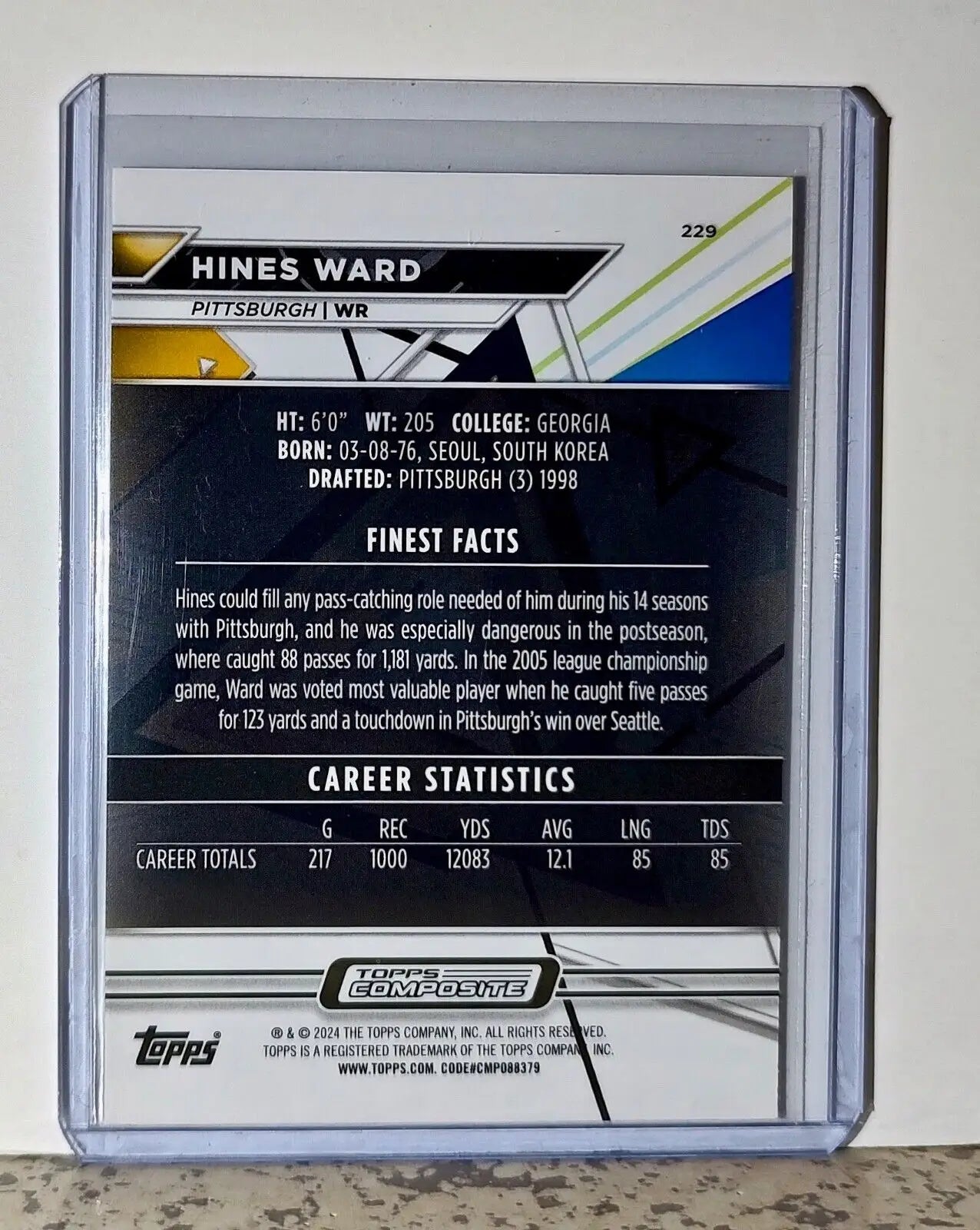 Hines Ward 2023 Topps Finest NFL #229 Football Card Pittsburgh Steelers