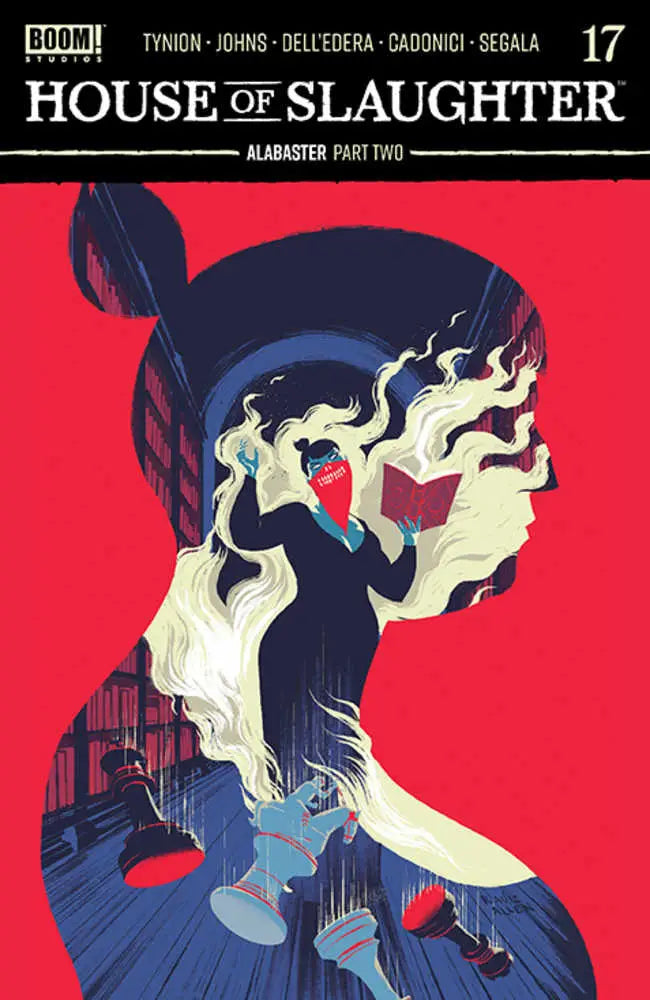 Comic book cover of House Of Slaughter #17 with silhouette and red smoke, ideal for trading cards