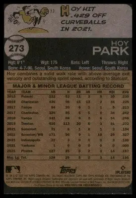 Hoy Park Rookie 2022 Topps Heritage #273 Pittsburgh Pirates - Baseball Card Single