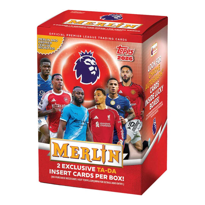 2026 Topps Merlin Premier League Soccer Blaster Box
Topps Merlin Premier League VHS Refractor card
Merlin Premier League Renaissance insert card