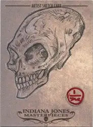 Jeff Carlisle Sketch Card from Indiana Jones Masterpieces Topps 2008 featuring alien-like skull
